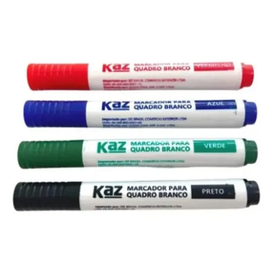 Pincel Caneta Marcador Para Quadro Branco Lousa 4 Cores Kaz
