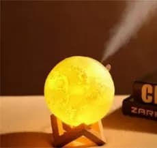 Umidificador de Ar Luminária Aspecto de Lua com Suporte de Madeira 880ml | BM-052-1