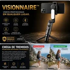 Gimbal Estabilizador 2 Eixos Com Luz LED Controle Bluetooth Tripé Pau de Selfie Para Celular - L09