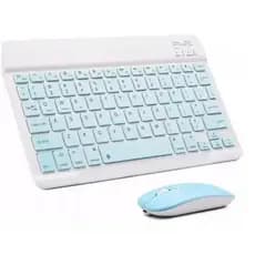 AZUL CLARO - Conjunto de Teclado + Mouse Sem Fio Bluetooth Para Notebook e Tablet
