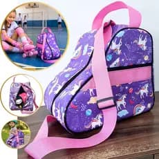 Bolsa porta Patins Infantil quad e inline roller Reforçada Estampa Unicórnio lilás / Rosa