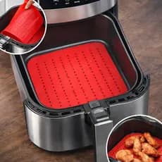 Tapete Silicone Air Fryer 24cm Protege o Cesto 6 litros, Não Gruda Reutilizável Alta Durabilidade