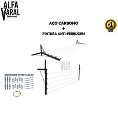 VARAL DOBRÁVEL, RETRÁTIL  DE MURO COM PINTURA ELETROSTÁTICA ALFA VARAL