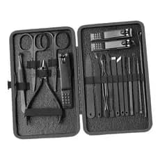 Conjunto Manicure Cortador De Unhas 18 Peças Aço Inoxidável com Estojo