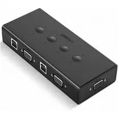 Switch Box Compartilhamento Kvm com 4 Portas VGA 3x Usb A 4x Usb Tipo B Hub Adaptador Vídeo Conexão Plug and Play Ampla