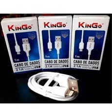 Cabo Dados Usb Kingo Para iPhone V8 Ou Tipo-C Branco Resistente Lightning