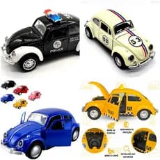 Carrinho Fusca Miniatura de Metal Ferro Abre as Portas e Capô Fricção