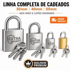Cadeado Aço Inoxidável Anti-Furto 35 a 60mm Trava Única Portão Segurança Com 03 Chaves Atômica Anti-copia