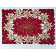 2 Unidades Jogo Americano Tecido Poliéster Bordado Vermelho 30*45cm