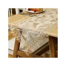 Caminho de Mesa Guipir Trilho De Decoração Bordado Bege Diversas Medidas