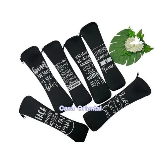 Estojo Porta Talher Estojo Para  Canetas Escova De dente Neoprene Com Zíper Portátil(CORES SORTIDAS)
