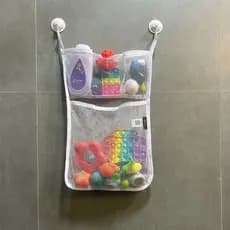 Organizador Cesto Renda Vazada Com Gancho Ventosa Para Brinquedos Shampo Banheiro Multiuso
