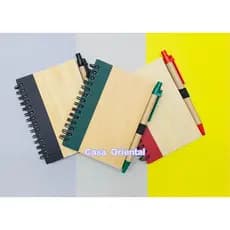Caderno Em Bambu Com Pauta e Caneta 70 Folhas 8,6cmx12,7cm HA85341