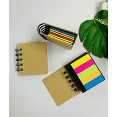 Bloco Com Adesivos Coloridos Capa Em Papel Kraft E Espiral Preto  Multiuso Versátil NS-4280