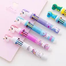 Caneta Esferográfica 10 Cores Colorida Uniconrio Fofa Papelaria Escritorio SM-10