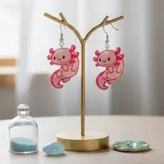 Brinco Axolote Rosa Kawaii - Brinco Divertido e Criativo