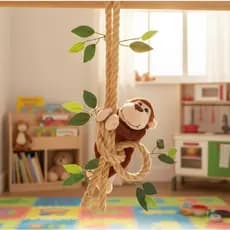 Corda dupla decorativa com macaco decoração safari quarto bebê