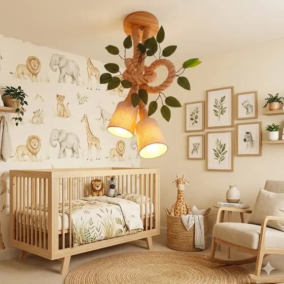 Peça decorativa iluminada quarto de bebê safari