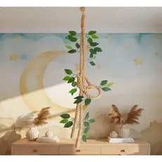 Corda dupla decorativa safari com folhas e acabamento de teto