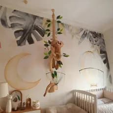 Corda decorativa dupla com folhas e bicho preguiça