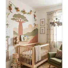 Cordinha com turminha safari e folhas para cama, parede, móveis