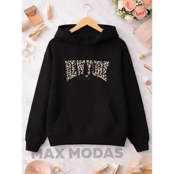 Moletom Feminino Unissex New York Onça Casaco Com Bolso Com Capuz Do G1 ao G5