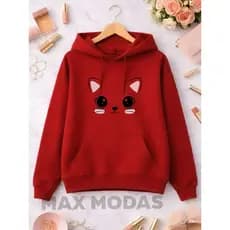 Moletom Plus Size Gatinho Com Capuz Do G1 Ao G5 Modelo Novo