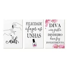 Quadro Decorativo 3 Pecas Manicure Salao De Beleza Empreendedora Esmalte Moda