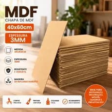 Kit 10 Placas MDF Cru 40x60cm 3mm Para Artesanato Quadros e Decoração Sublimacao