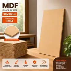 Kit 10 Chapas MDF Cru 30x50cm 3mm Para Artesanato Decoração e Laser