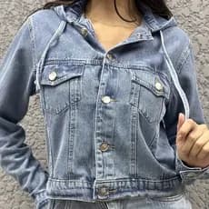 Jaqueta jeans Feminina moda  com chapéu