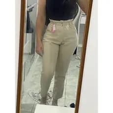Calça Jeans Calça mon Cintura elástica Feminina casuais Tecido Algodão Premium