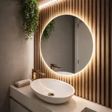 Espelho com Led Redondo Orgânico Parede Bateria ou Fonte Bivolt com kit instalção Quarto Banheiro 01