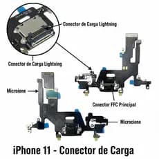 Conector de Carga Flex Compatível iPhone 11 | Com Turbo Rápido | Peça Reposição Premium