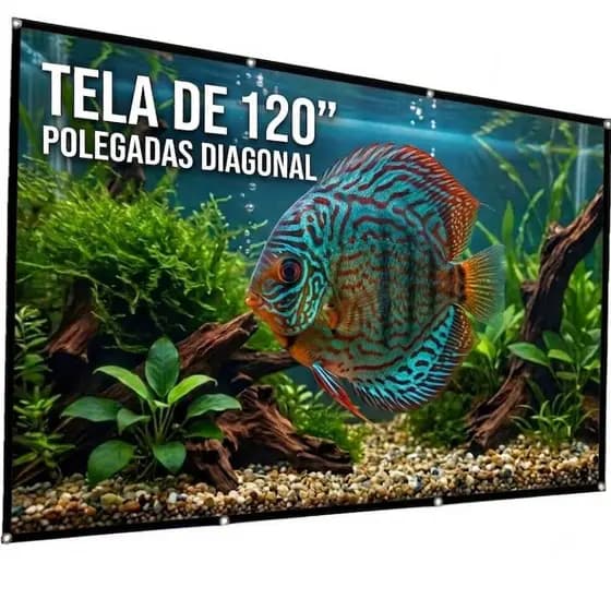 Tela de Projetor 120” Dobrável Matte White – Alta Definição para Filmes e Apresentações