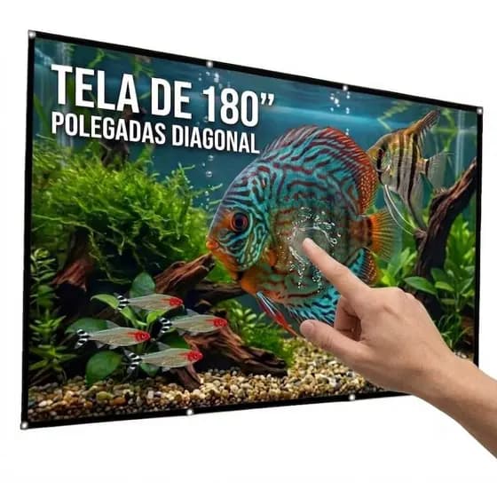 Tela de Projeção 180 Polegadas 1,95x3,00m Dobrável 16:9 com Ilhós–Ideal para Projetores 4K e Full HD