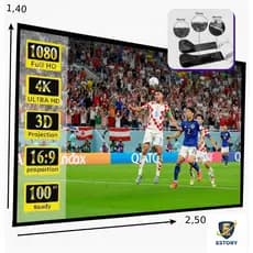 Tela Telão Projetor Projeção 4k Full HD 150 Polegadas Com Velcro Marca Estory Telas  Cor Branca Copa