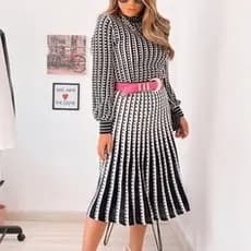 Blusa Tricot manga Bufante estampa quadriculado