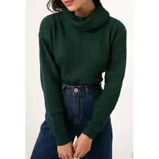 Blusa Sueter Golao alta, ponto texturizado mangas longas