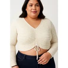 Blusa Cropped Tricot Plus Size Feminina com Amarração – Tamanhos Grandes GG ao G3 – Moda Confortável e Estilosa