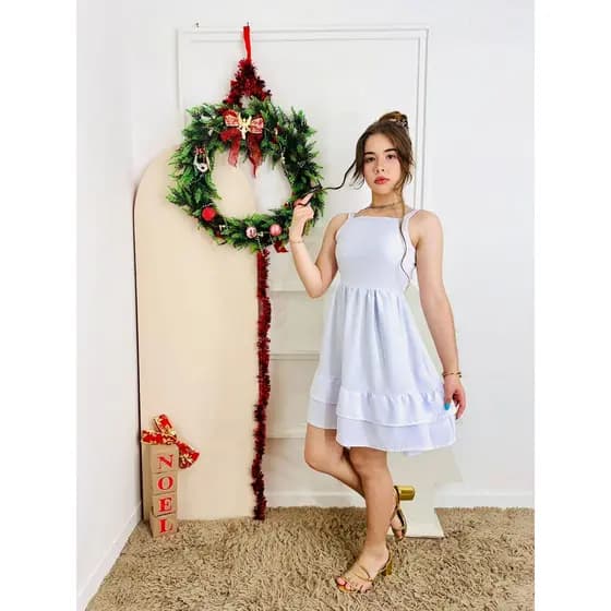Vestido Rodado Juvenil Infantil Natal Ano Novo Babado Amarração
