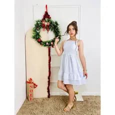 Vestido Rodado Juvenil Infantil Natal Ano Novo Babado Amarração