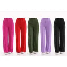 Calça Pantalona Feminina Com Botão e Elástico Na Cintura Tecido Duna Premium Social