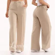 Calça GG Feminina Pantalona Wide Leg Duna com Botão Tendência 2026
