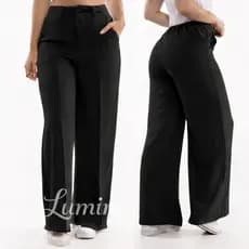 Calça Alfaiataria Feminina Pantalona Wide Leg Duna com Botão Tendência 2026