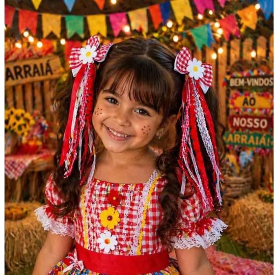 Laço Junino Infantil Acessório de Cabelo Festa Junina
