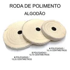 Roda De Polimento Algodão 4, 5, 6 Polegadas Ourives Motor Polir Escolha a sua Serve para resina e protéticos