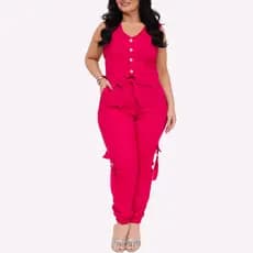 Conjunto Feminino Alfaiataria Jogger com Botões clausantos2401