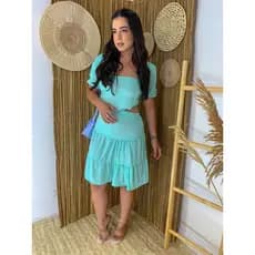 Vestido Curto Soltinho Rodado Babado Moda Blogueira Liso Lindo