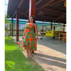 Vestido Feminino Mullet Longo Atrás E Curto Na Frente Detalhe Lastex Soltinho Florido